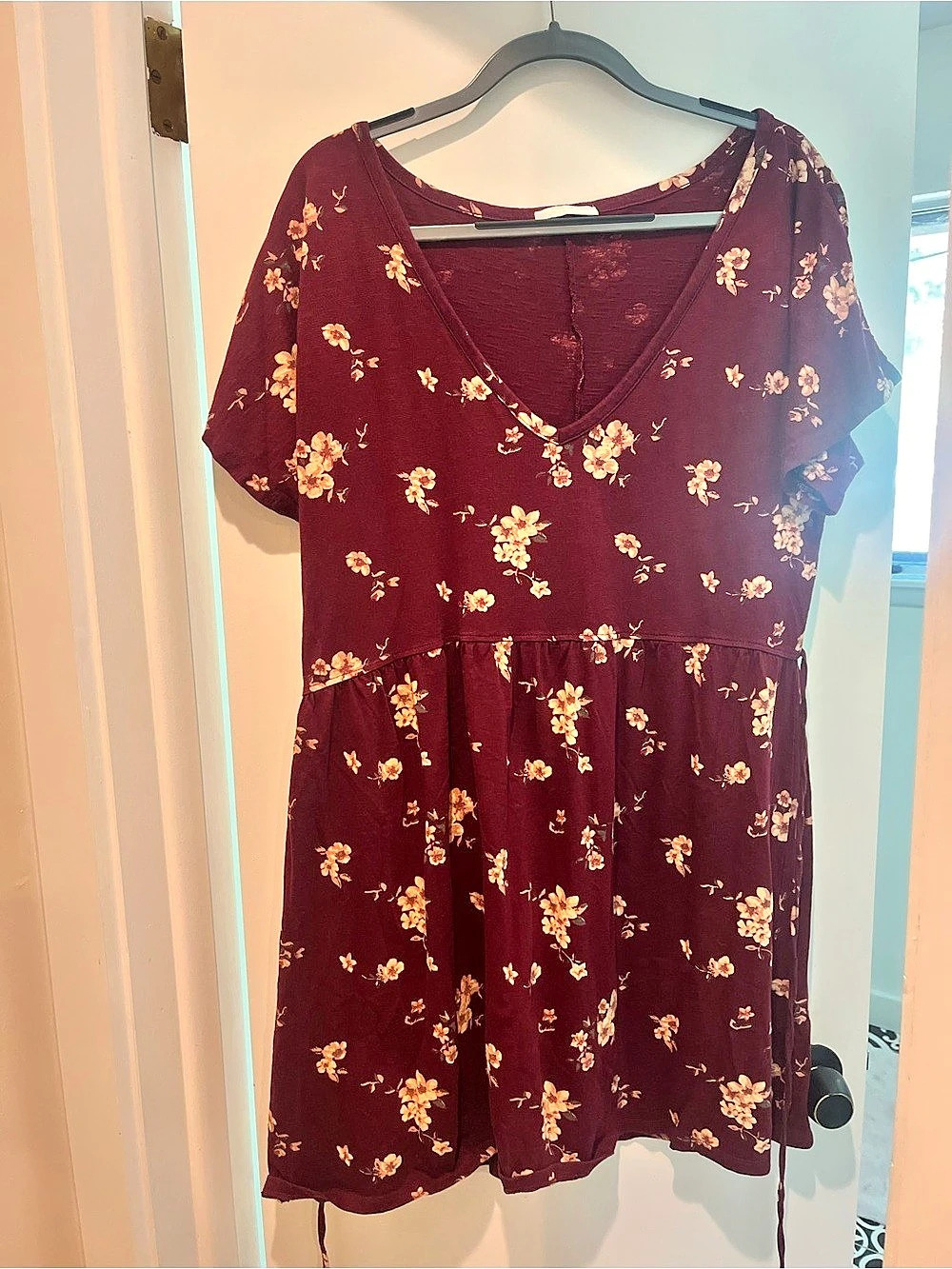 Known Supply Floral Mini Dress Burgundy & Orange Large